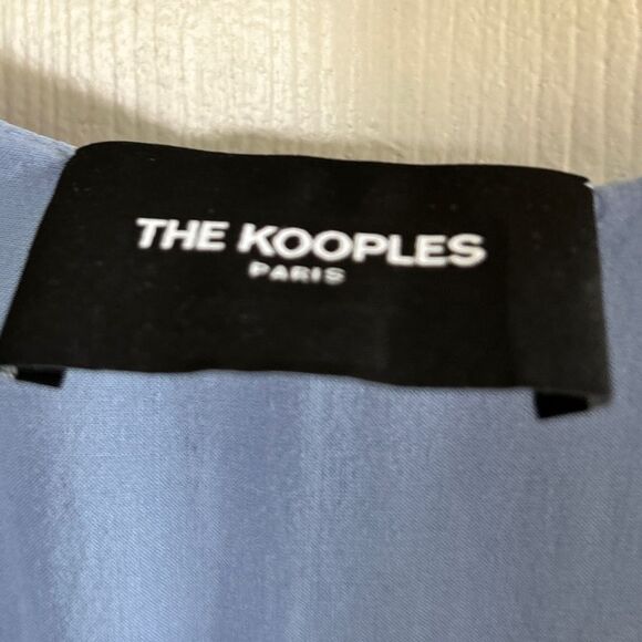 The Kooples Paris Dress Light Blue Button Smock Half Sleeve VNeck Womens 0 XS - Picture 6 of 8